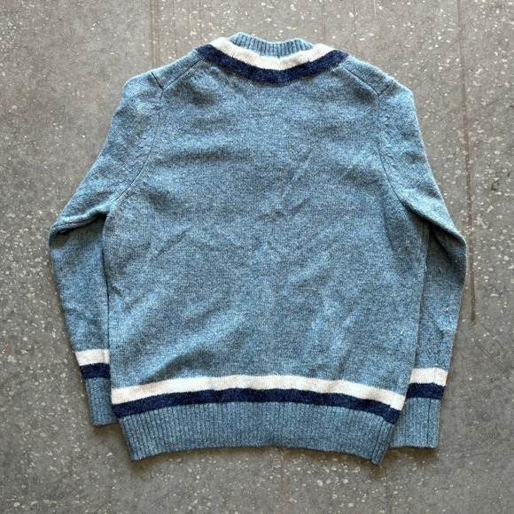 Brooks Brothers Mens Wool V Neck Cricket Tennis Sweater Blue White Stripe XXL - Picture 3 of 6